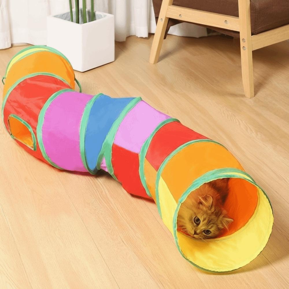 Colorful Folding Cat Tunnel Toys Breathable Kitty Training Toy Pet Collapsible Tube Toy  Training