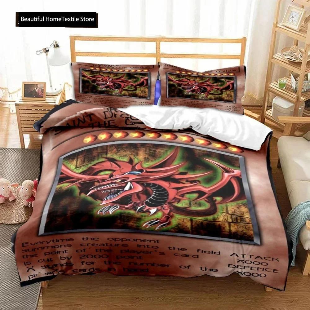 Luxury New 3D Print Anime Yu Gi Oh Card Duvet Cover Set Blue Eyes White Dragon Cartoon Bedding Sets King Size Cover Sets