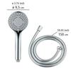 WENKO Ensemble de Douche BASIC | Douchette à main + Flexible 150 cm Inox | Pommeau 5 Jets &amp; Buses Anti-Calcaire | Chromé | Ø9,5 cm