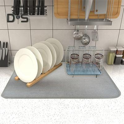 2 Stück große Teller-Trocknungsmatte, ultradick, rutschfest, super saugfähig, Küchentheke, Teller-Trocknungspads, Abtropfgestell