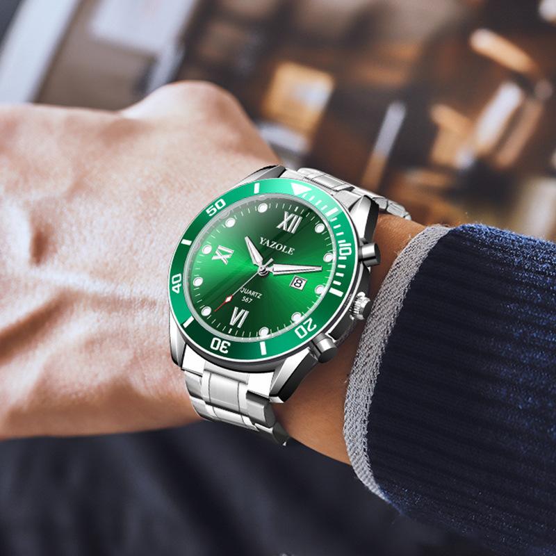 Top Brand New Luminous Steel Band Men's Watch Quartz Waterproof Calendar Men's Watch