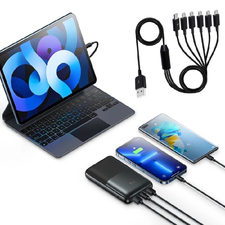 Multi Micro USB Sync Cable 6 In 1 Charging Cord with 6 Micro USB Plug for Mobile