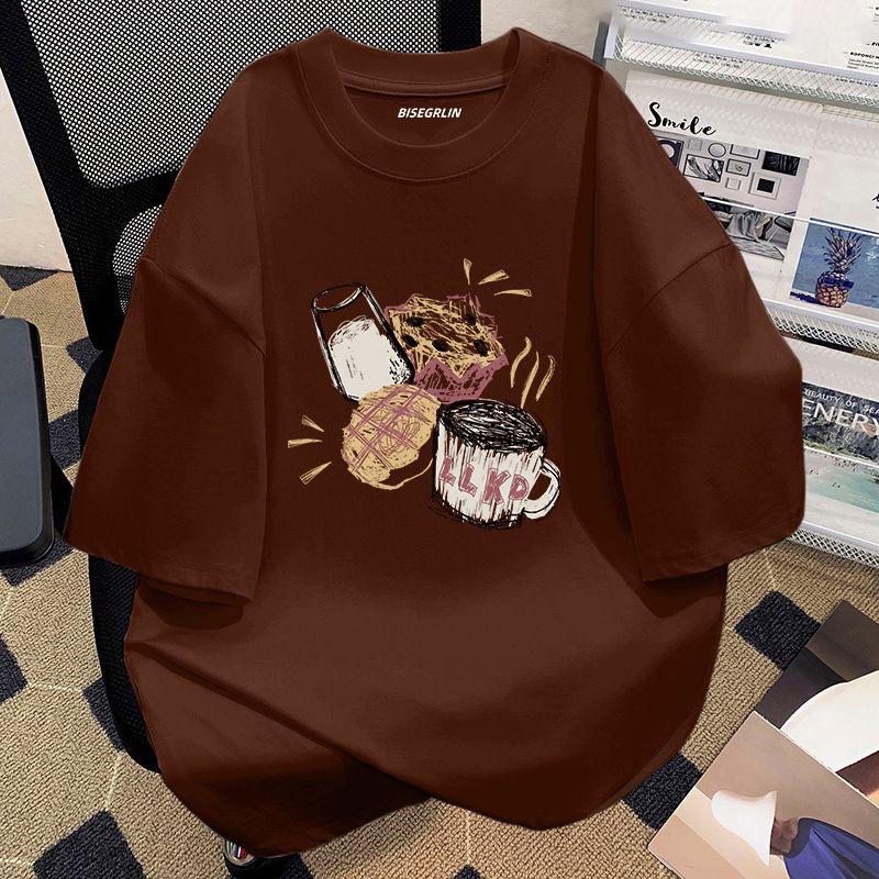 Damen Sommer Beliebtes Kurzarm-T-Shirt Baumwolle Atmungsaktiv Lockeres Oberteil Bedrucktes T-Shirt Lässig