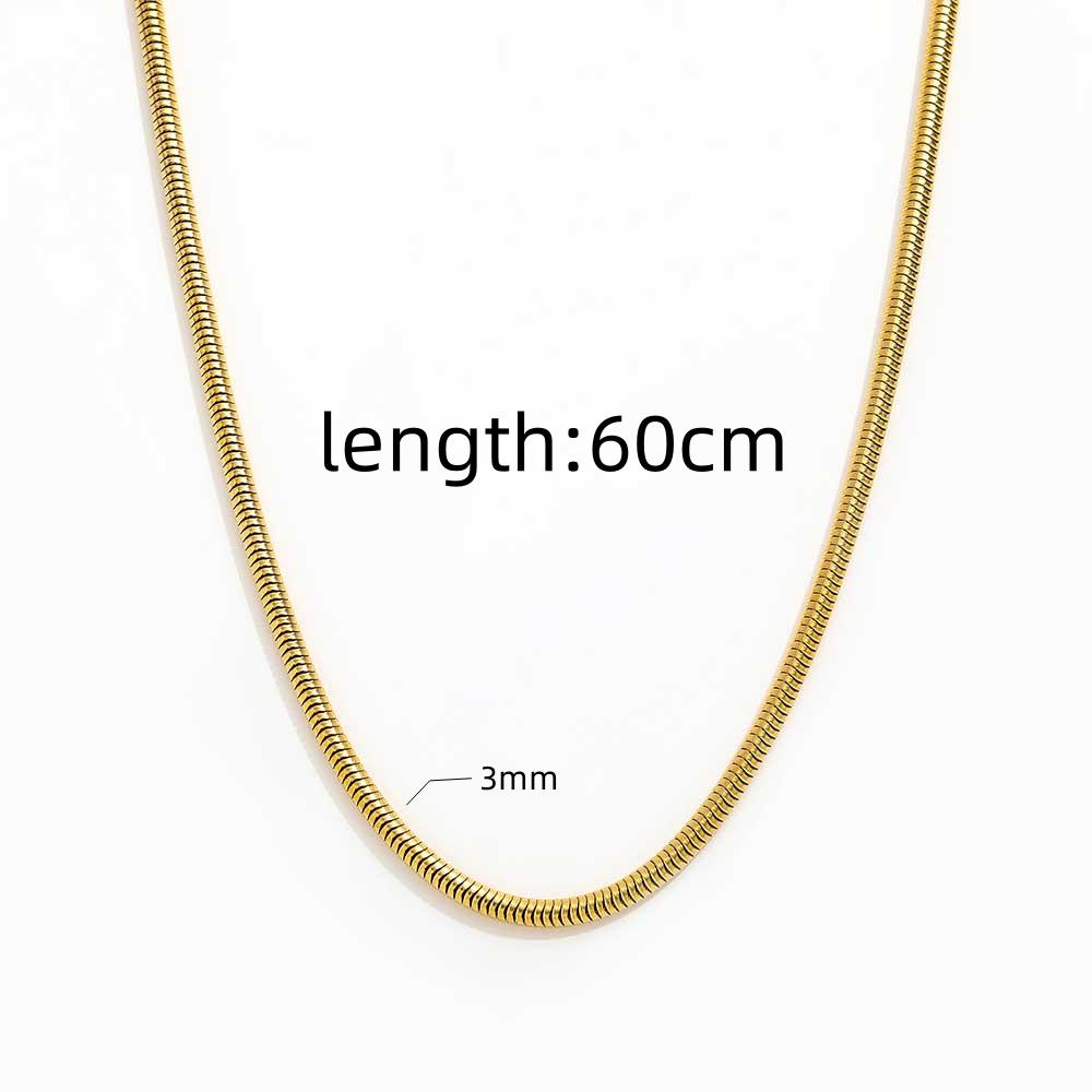Fenny 18K PVD Plated Waterproof&No Fade Geometric Snake Long Sweater Chain Stainless Steel Necklace for Women