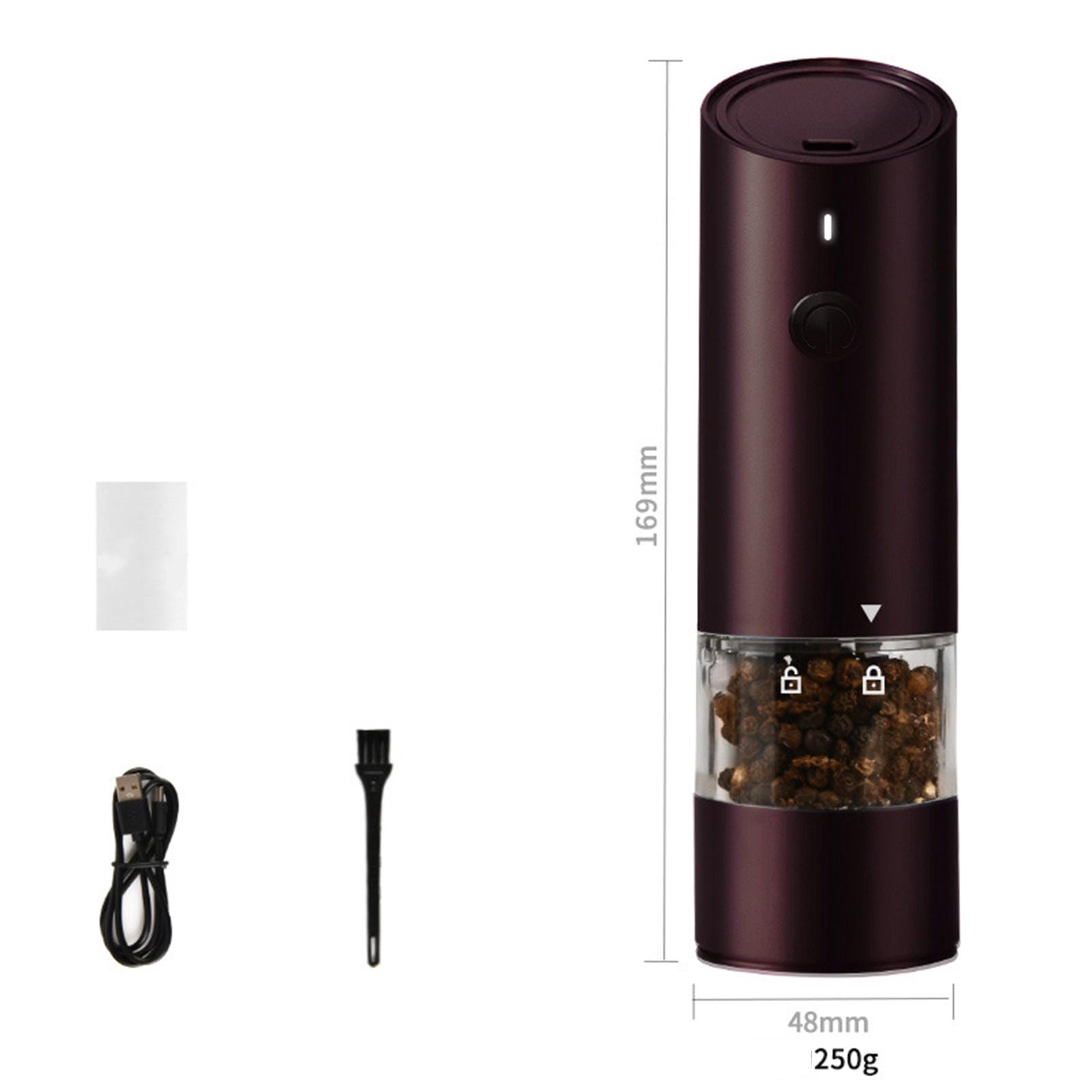 

Electric Rechargeable Pepper Mill Portable Spice Peppercorn Automatic Grinding Machine red USB