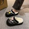 2025 autumn and winter new fashion outer wear muffin thick-soled warm cotton slippers cute cartoon star hole shoes women