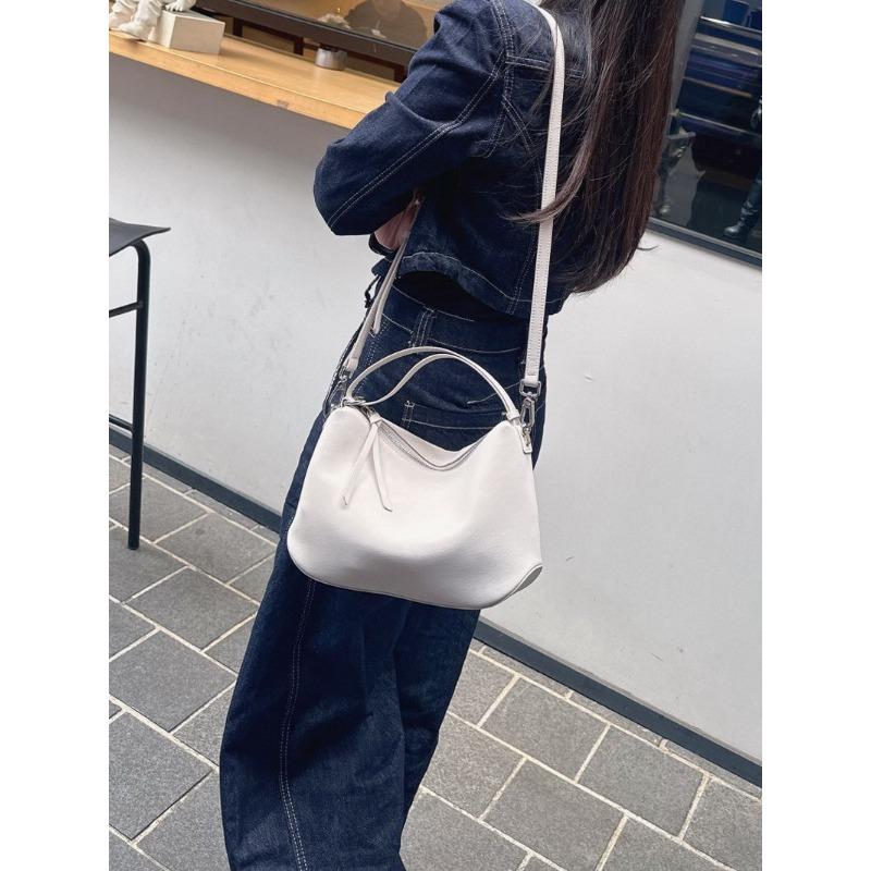 New cowhide leather bag, dumpling bag, tote bag, shoulder crossbody handbag, underarm bag, women's large capacity