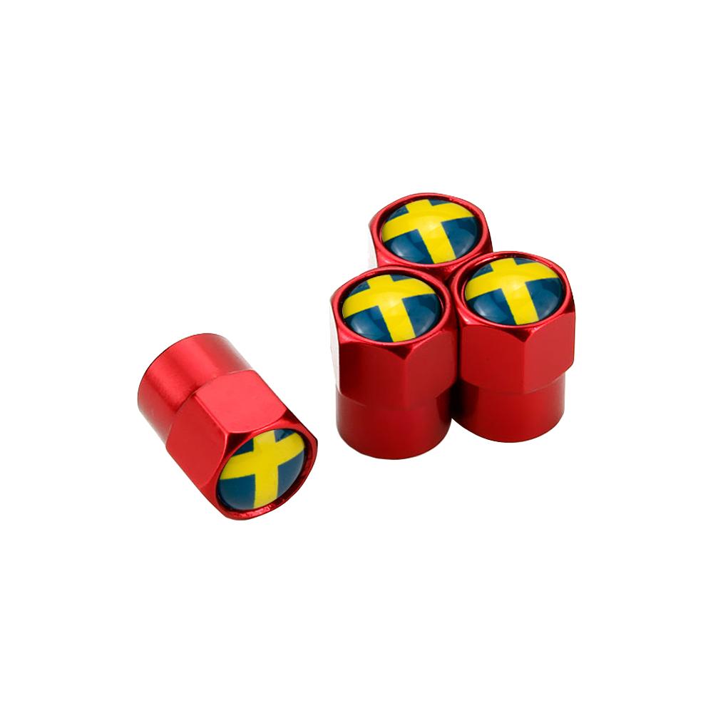 Lot de 4 bouchons de valve de pneu aux couleurs du drapeau suédois pour Volvo, Skoda, BMW, Subaru, Toyota, Honda, Volkswagen, Ford, Hyundai et Nissan.