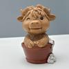 Highland Cattle Resin Statue Paper Roll Toilet Bathing Highland Cow Figurine