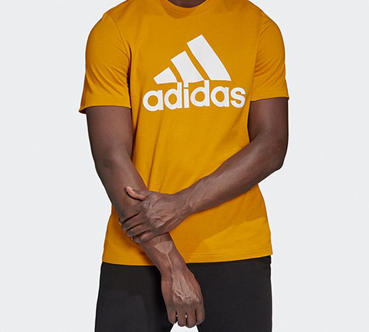 adidas T Shirts Men's Gold Crew Neck Moderate Straight Fit GC7347
