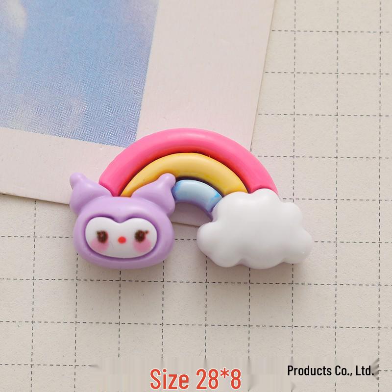Popular Sanrio Cartoon Rainbow DIY Resin Accessories: Hair Clips, Phone Case Stickers, Water Cup Decor