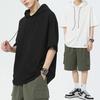 Men's Summer Solid-Color Lightweight Hooded Short-Sleeve T-Shirt: Loose-Fit, Sporty, Cool-Touch Top