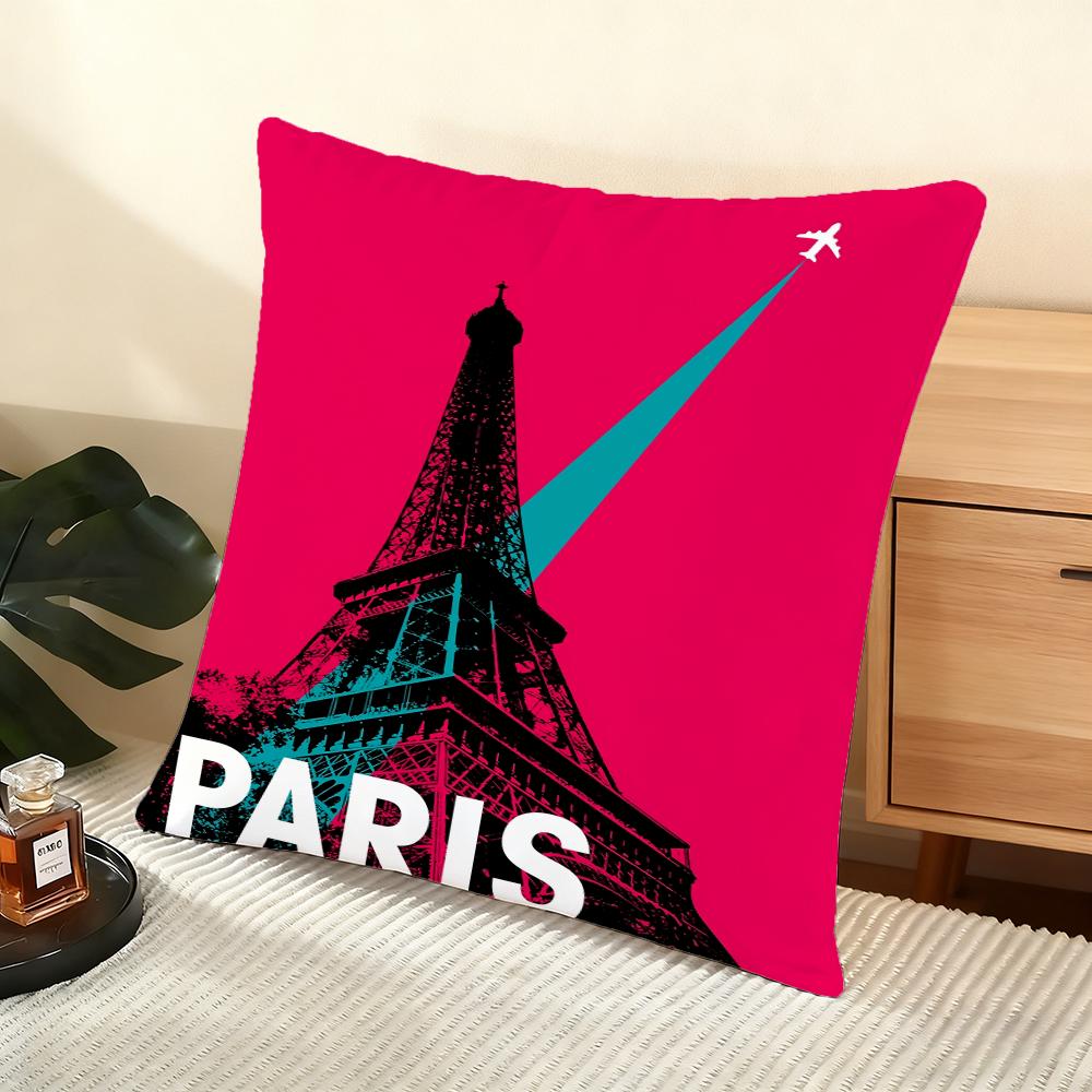 Vintage Retro Travel Cushion Cover Soft Short Plush Pillow Cover Smooth Cozy Texture Aesthetic Cushion Case Home Decor