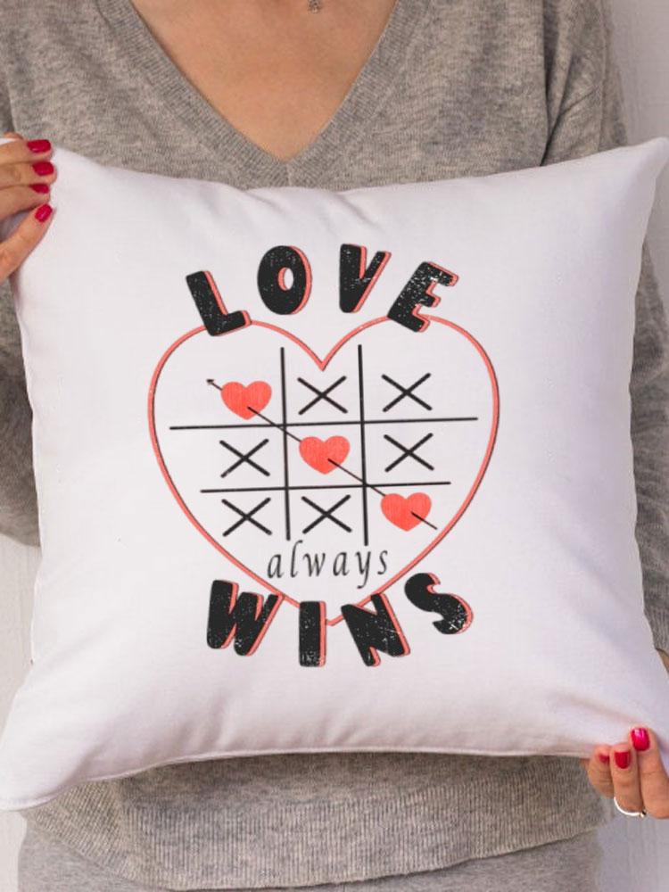 Rainbow Love Wins Pillow Cover for New Couple Bedroom Home Decor Love Pillowcase Tic Tac Toe Love Wedding Gift Pillows 45*45CM