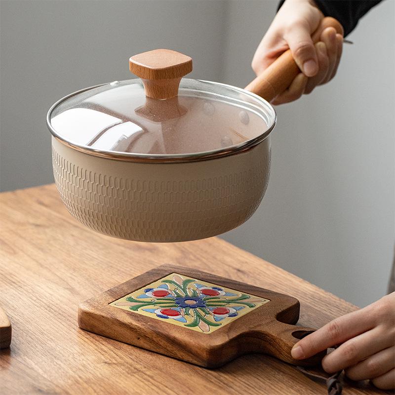 Acacia Wood Flower Tile Trivet: Wooden Anti-Scald Heat Insulation Pad for Dining Table and Ceramic Tableware.