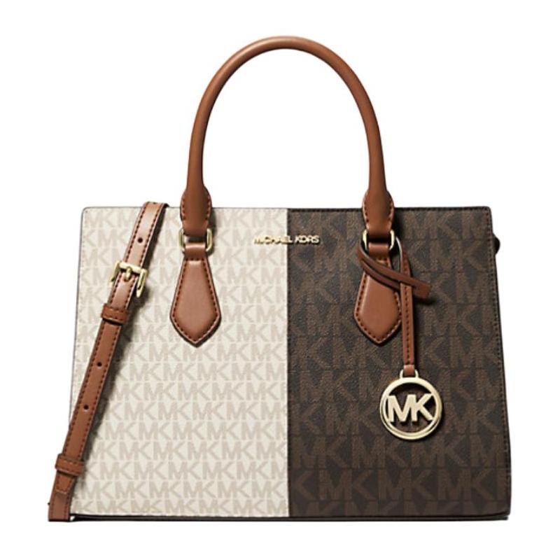 MICHAEL KORS Sheila Metal Signature Logo Tote Bag Tote Bag Shopping Bag PU Handbag Medium Women s Rice and Brown золотой