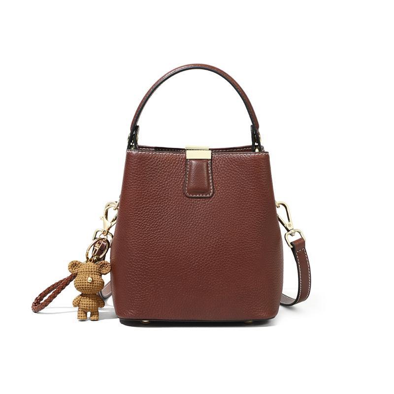 Bucket Bag Versatile Portable Women'S Bag Leather High-End Shoulder Messenger Bag Luggage