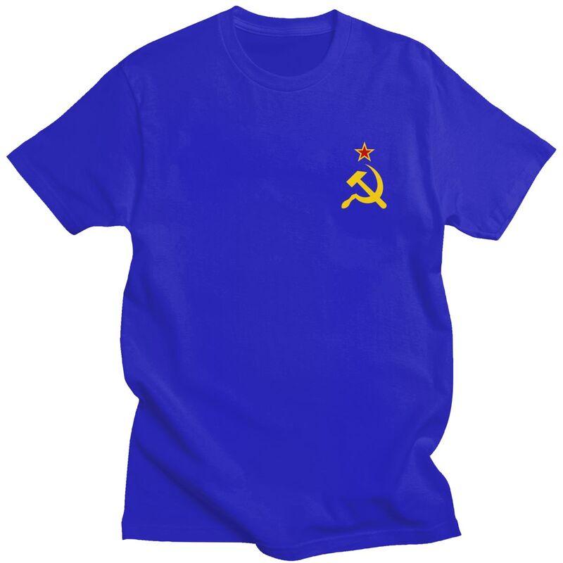 Custom Mens Russian Soviet Flag T Shirts ShortSleeve Cotton Tshirt Leisure CCCP USSR Hammer And Sickle Tee Slim Fit Clothing