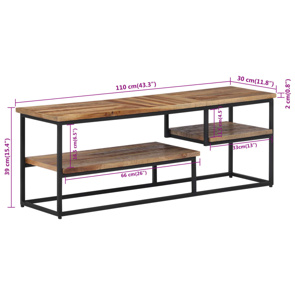 TV Stand 110x30x39 Cm Reclaimed Solid Teak Wood