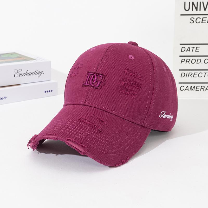 Hat Female Summer Three-Dimensional Letter Embroidery Retro Ripped Cap Versatile Sunshade Small Baseball Cap
