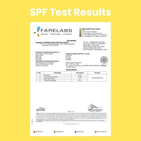 Fixderma Shadow Sonnenschutzcreme LSF 50+ PA+++ | Sonnenschutz für trockene Haut | Nicht fettend & wasserfest – 40 g