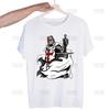 Medieval Knights Templar Printed T Shirt Men Retro Washed Tops Tees Harajuku Tshirt Streetwear Hip Hop Male T-shirts