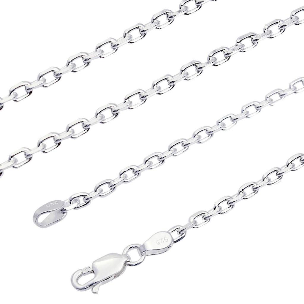 Sears Silver 925 Azuki Cut 45cm Long 4-Sided Chain, 2.6mm Wide, (scl804c-45)