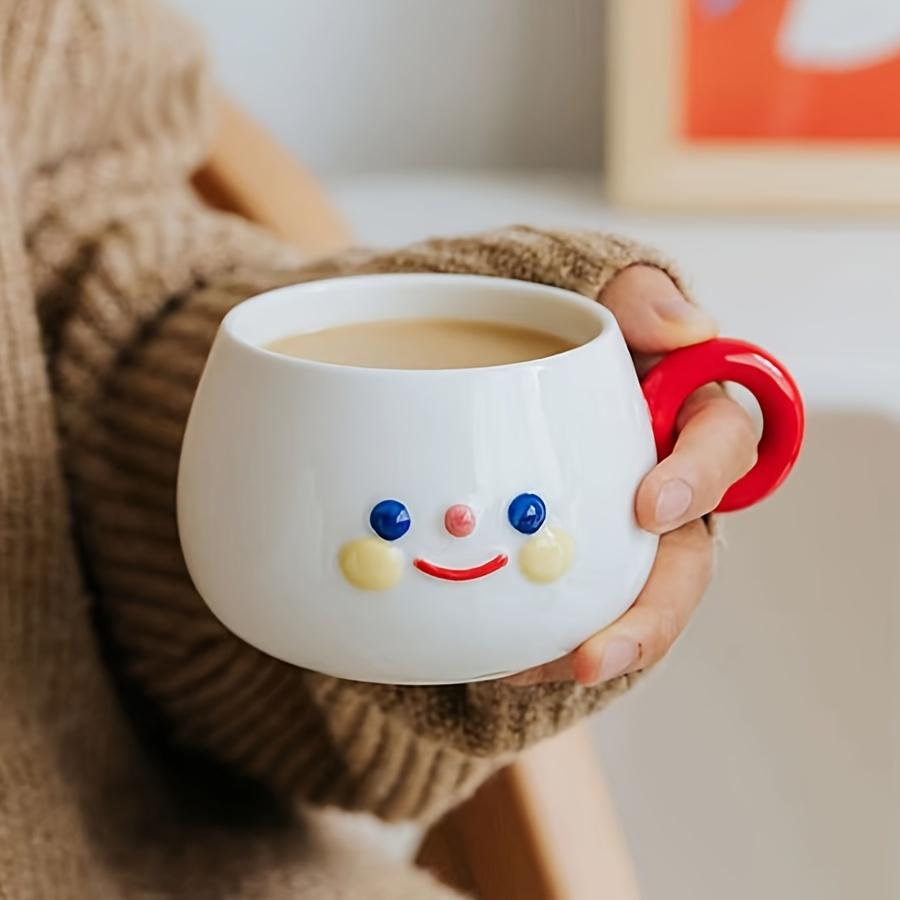 Ceramic Coffee Mug with Chubby Face Design, Microwave Safe,Machine Washable, Novelty Round Cup for Office, Afternoon Tea, Breakfast, Milk