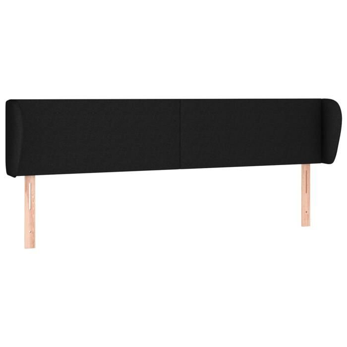 Tête de lit - Maison Exclusive - Avec oreilles - Tissu noir - Hauteur réglable (163 x 23 x 78/88 cm)