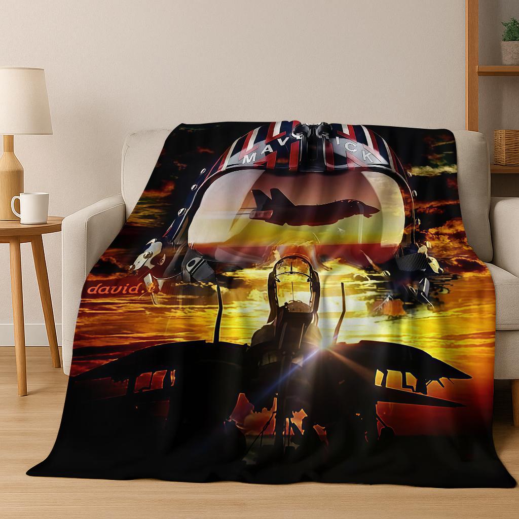 2026 Top Gun Tom Cruise Fighter Sign Art Flannel Blanket,Cozy Soft Throw Blanket for Home Bedroom Bed Sofa Picnic Office Cover