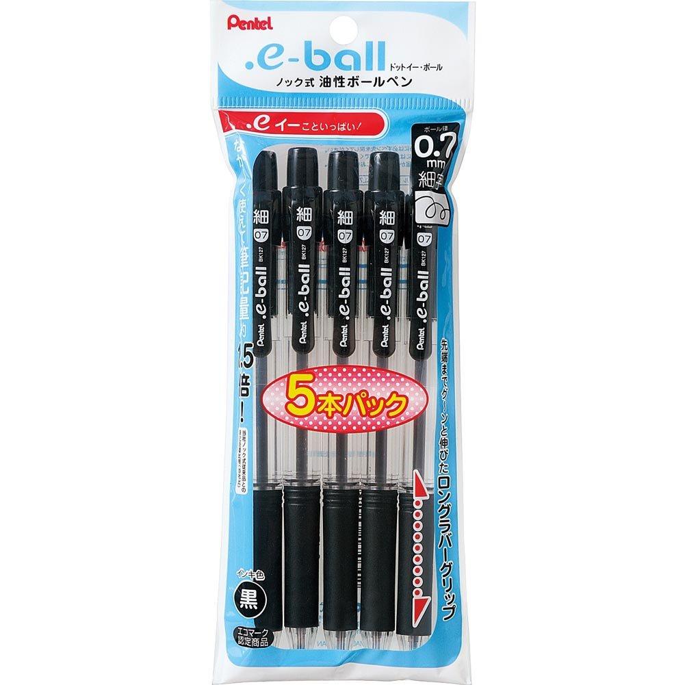 Pentel Oil-based Ballpoint Pen Dot E XBK127-5 0.7mm Black 5-pack