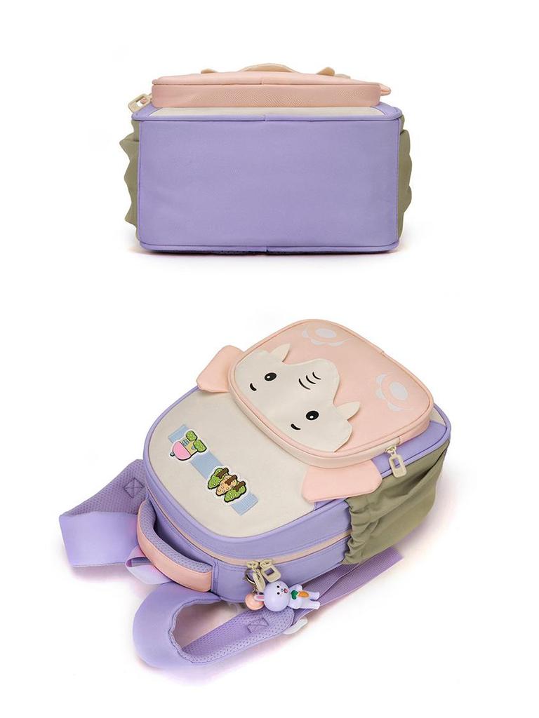 Mochila Escolar Infantil Estilo Japonês com Blocos de Cor para Crianças, 1º ao 3º Ano
