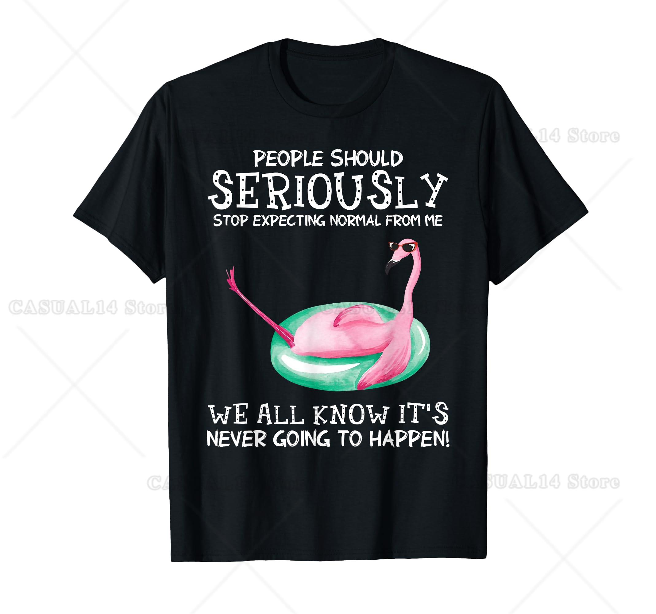 People Should Stop Expecting Normal From Me Funny Flamingo T-Shirt S