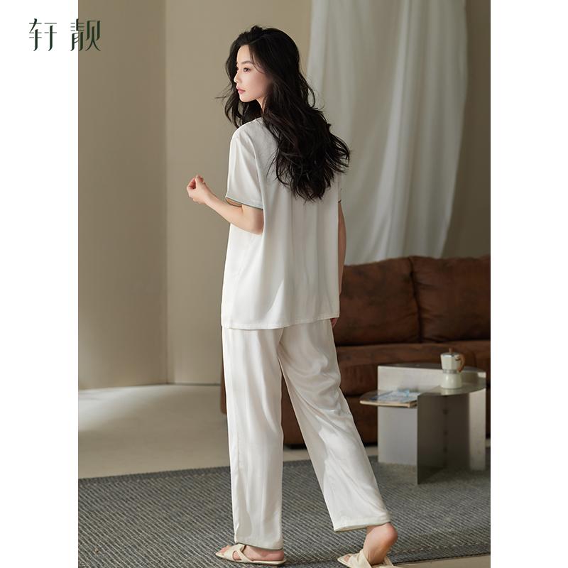 Xuan Liang Sleepwear Women's Summer Thin Ice Silk Short Sleeved Pants 2025 New Simulated Silk Large Home Furnishing Set