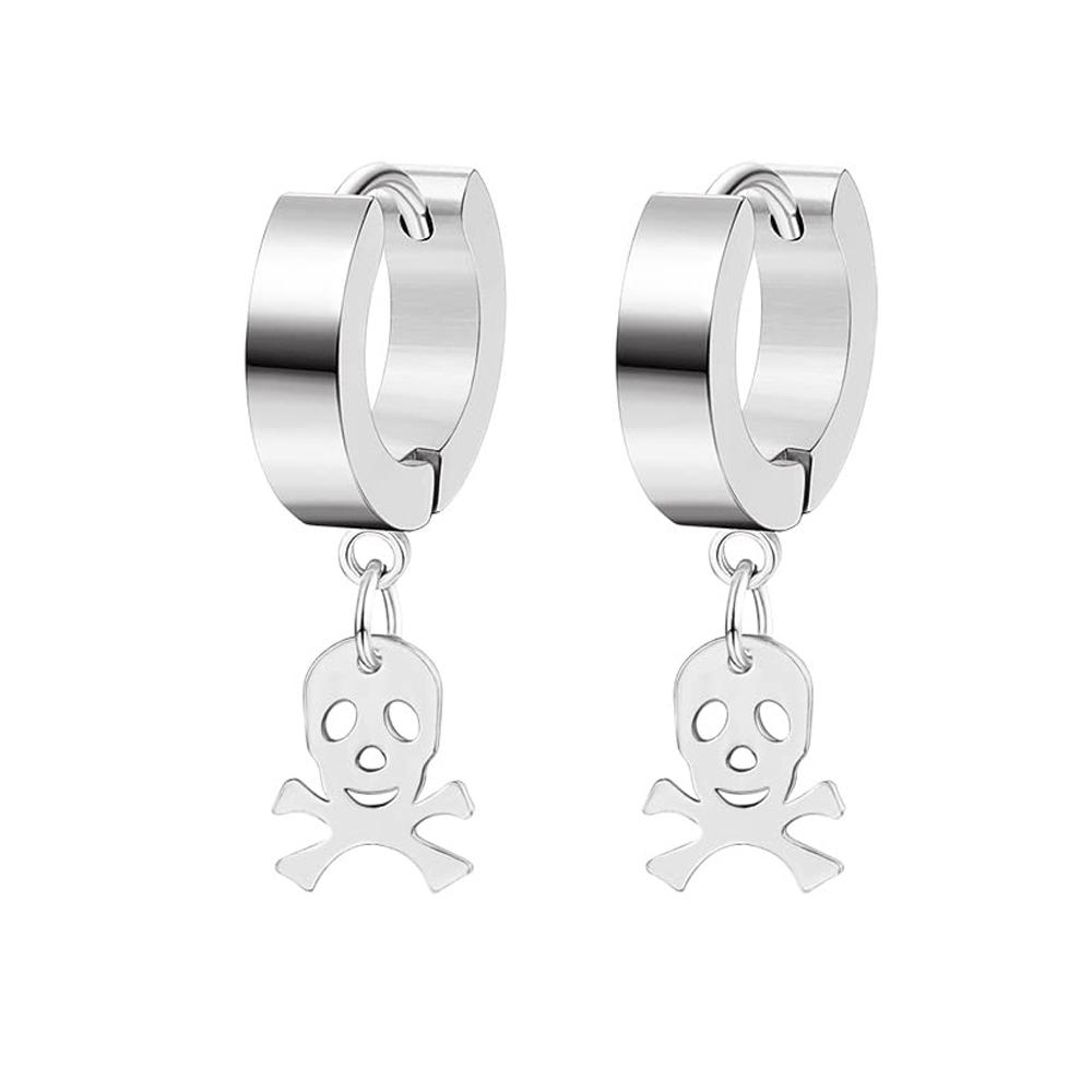 

Design Stainless Steel Skull Drop Earrings For Women Men Fashion Gothic Street Hip Hop Ear Jewelry Pendant Cool Stud Earrings