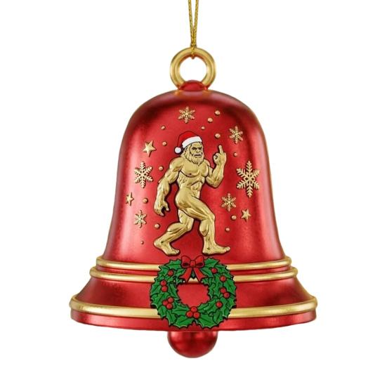 Big Foot Christmas Bell Ornament Metal Bell Christmas Tree Hanging Pendant Holiday Stocking Stuffers Gifts for Big Foot Lovers