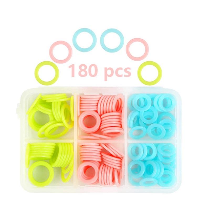 

180/220 шт. красочные маркеры для вязания крючком кольца-фиксаторы с переносной коробкой для хранения швейных изделий ручной работы