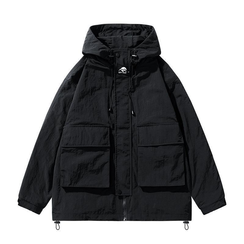 Wasserdichte Jacke für Herren im Herbst und Winter Outdoor-Jacke Kapuzenfrock Windbreaker Mantel Joker Freizeit Sport