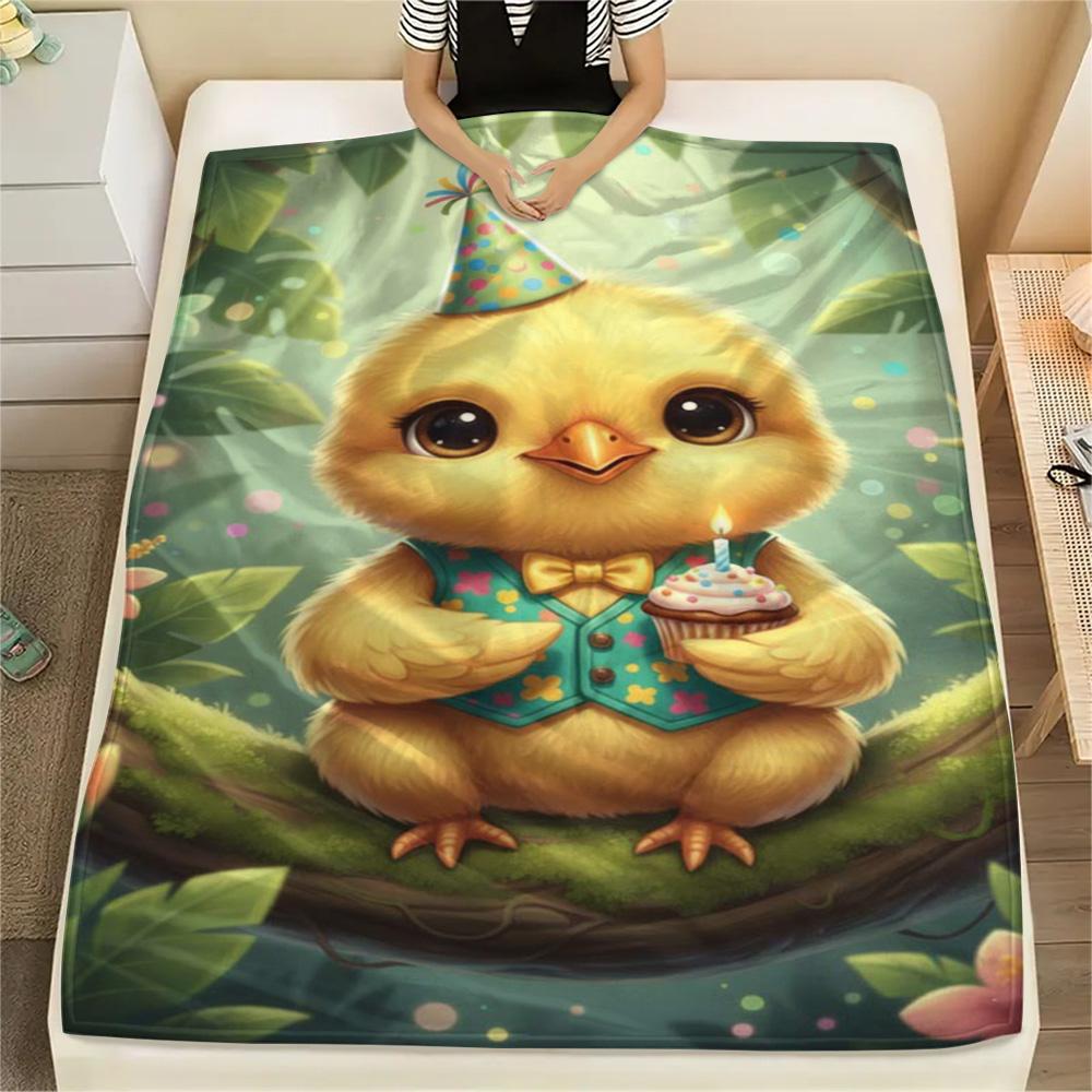 1PC Cute and heartwarming Print FlAannel Blanket, High quality Comfortable for All Seasons, Home Decor, Warmth and Comfort