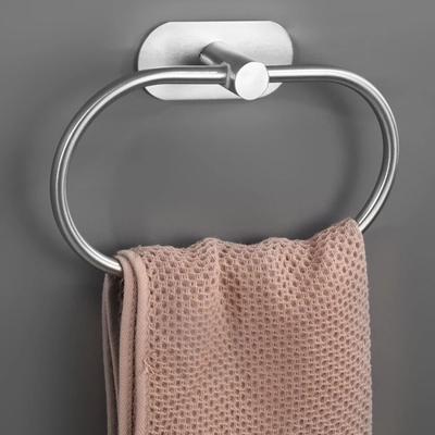 1PC Edelstahl Handtuchring Badezimmer Badezimmer Küche Perforationsfreier Kleiderbügel Nagelfrei Ovales Lagerregal