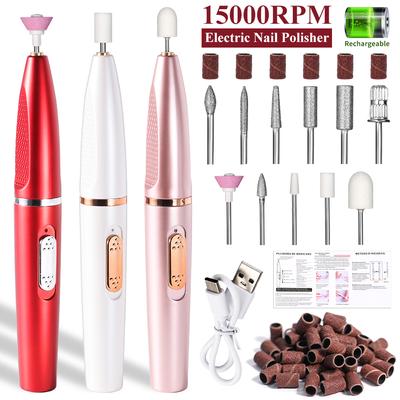 Professionelles elektrisches Nagelbohrer-Poliergerät-Kit Wiederaufladbares tragbares Nagelbohrer-Feilenset für Maniküre Schleifwerkzeuge