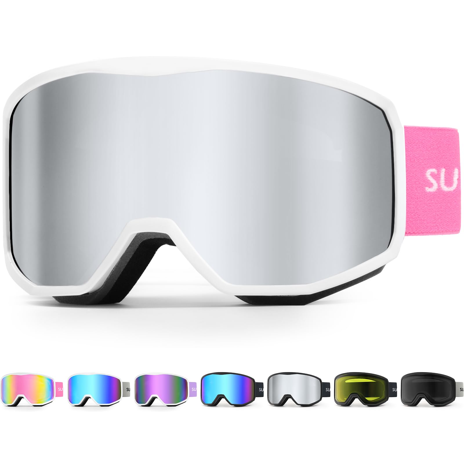 Ski Goggles Snowboard Goggles Eyeglass Compatible Double Lens UV Protection Helmet Compatible Impact Resistant Ski Snowboard Adult Youth Unisex