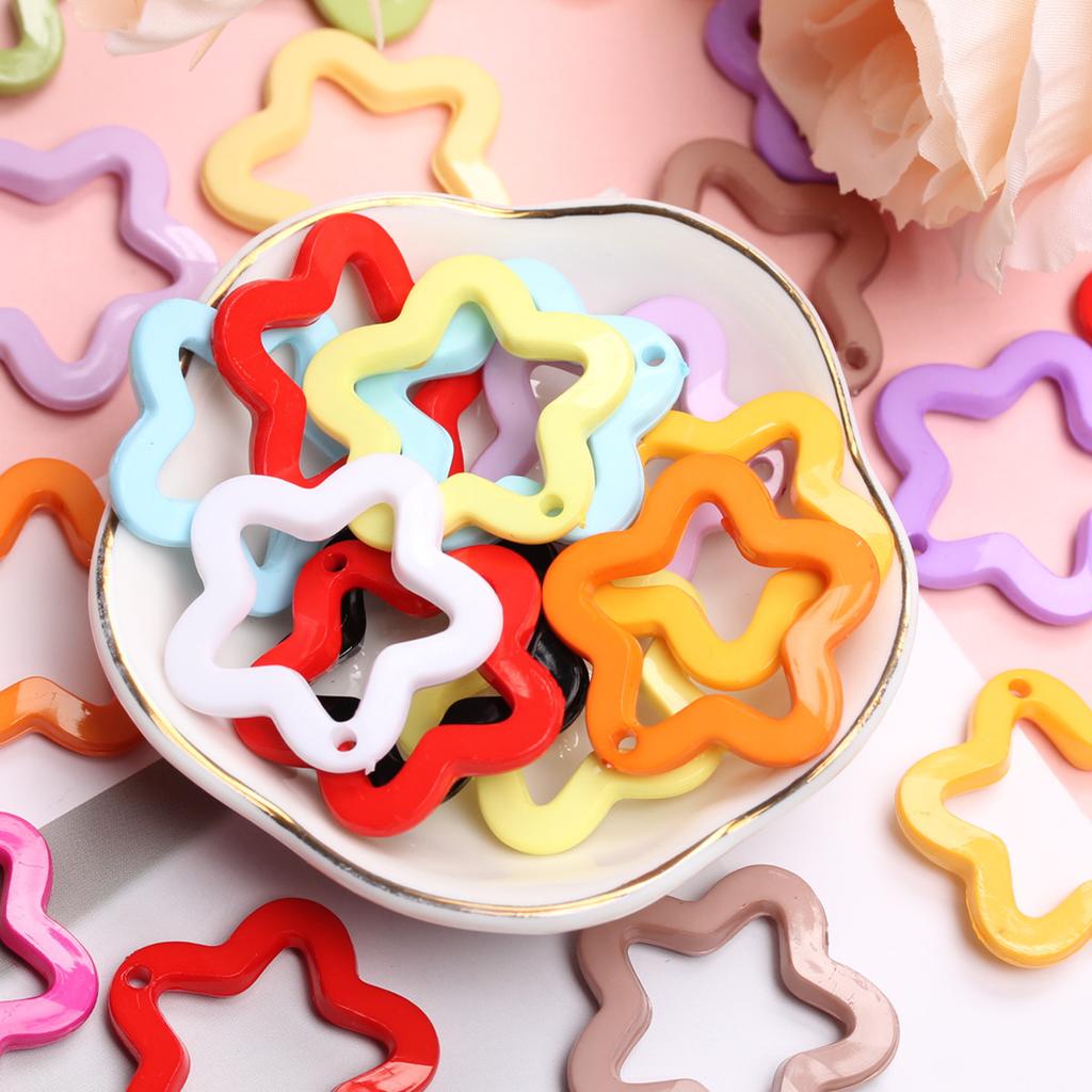DIY Jewelry Material 40Pcs Acrylic Fashion Candy Color Pendants Pentagram Pendant 30mm for Necklace Earrings Making  Accessories