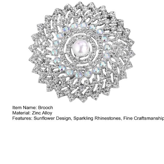 Sunflower Brooch Pin for Women, Rhinestones Inlaid Badge for Dress, Coat, Shawl, Decorative Collar Pin for Mother, Wedding
