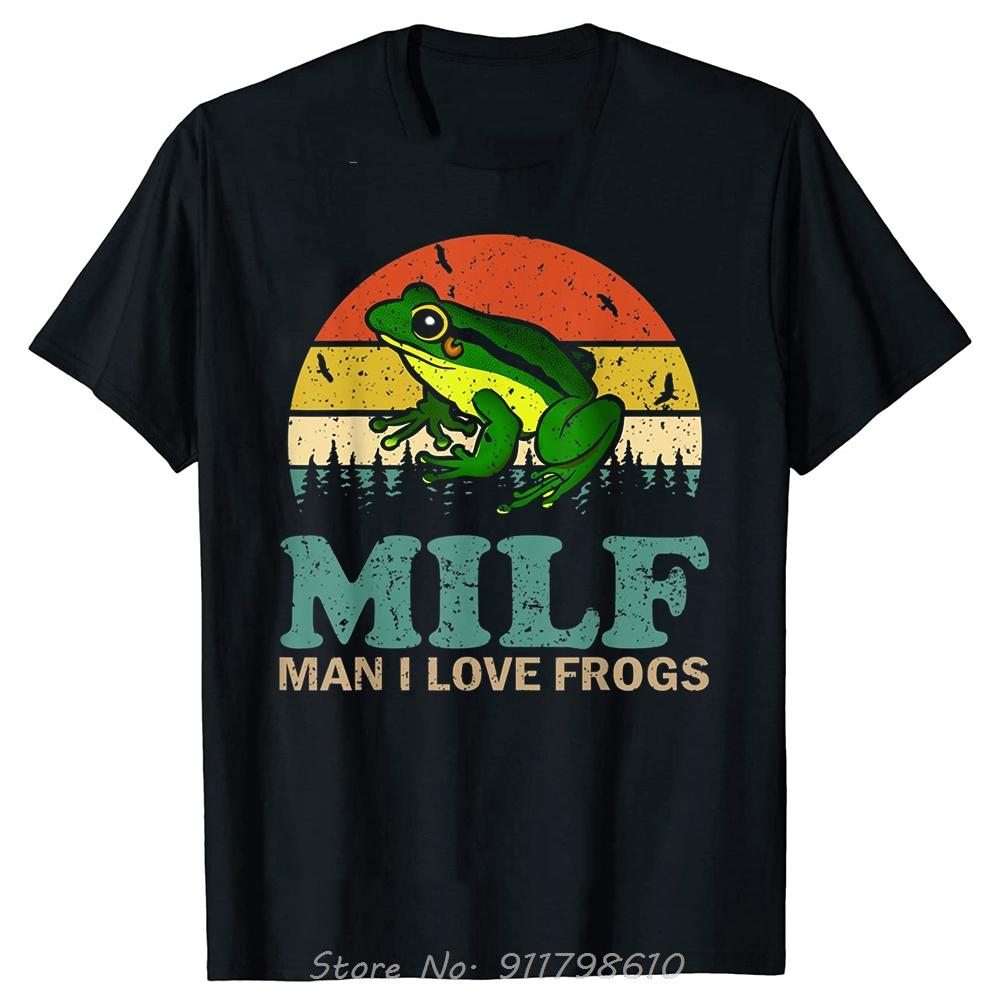 DILF I Love Frogs Funny Saying Frog Men's Clothing Round Neck Oversized T-shirt Fashion Cotton Tshirt Basic Milf Fitness T Shirt