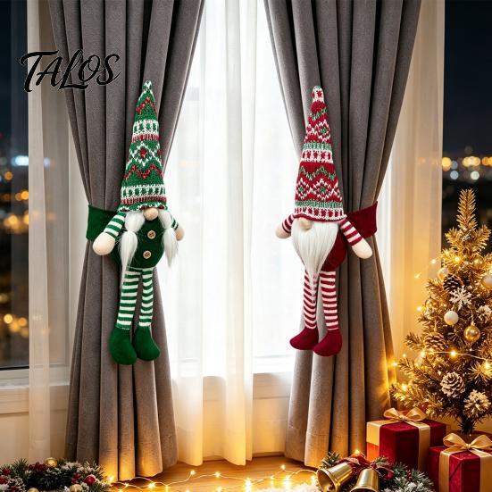 Holiday Home Decor Accessories Christmas Plush Gnome Curtain Buckle, Scandinavian Santa Doll Tiebacks, Holders Faceless Dwarf Holdback Fastener