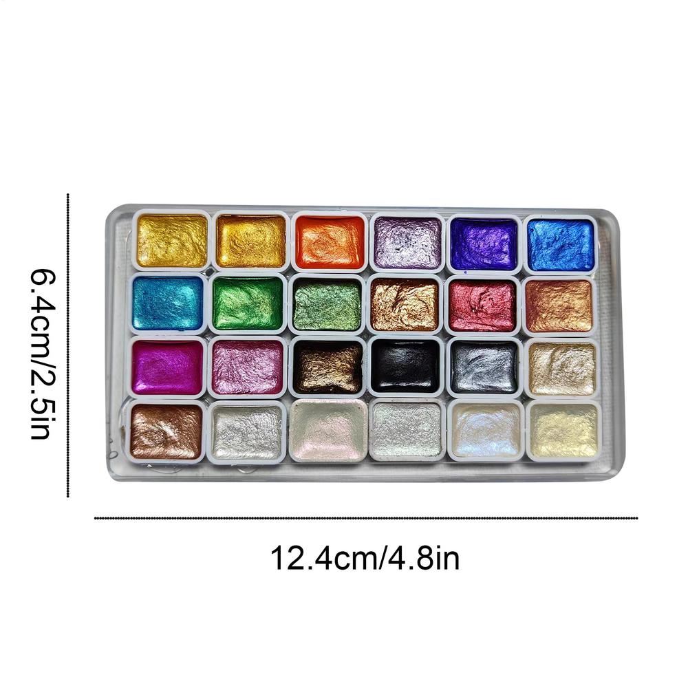 

24 Colors Pearlescent Watercolor Paint Set Art Pearlescent Painting Palette Sparkle Pearlescent Watercolor For Artists Students
