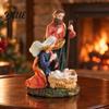 Christian Home Religious Gifts Holy Family Manger Resin Ornament, Hand Painted Tabletop Figurine, Nativity Decor Christmas Scene for Office