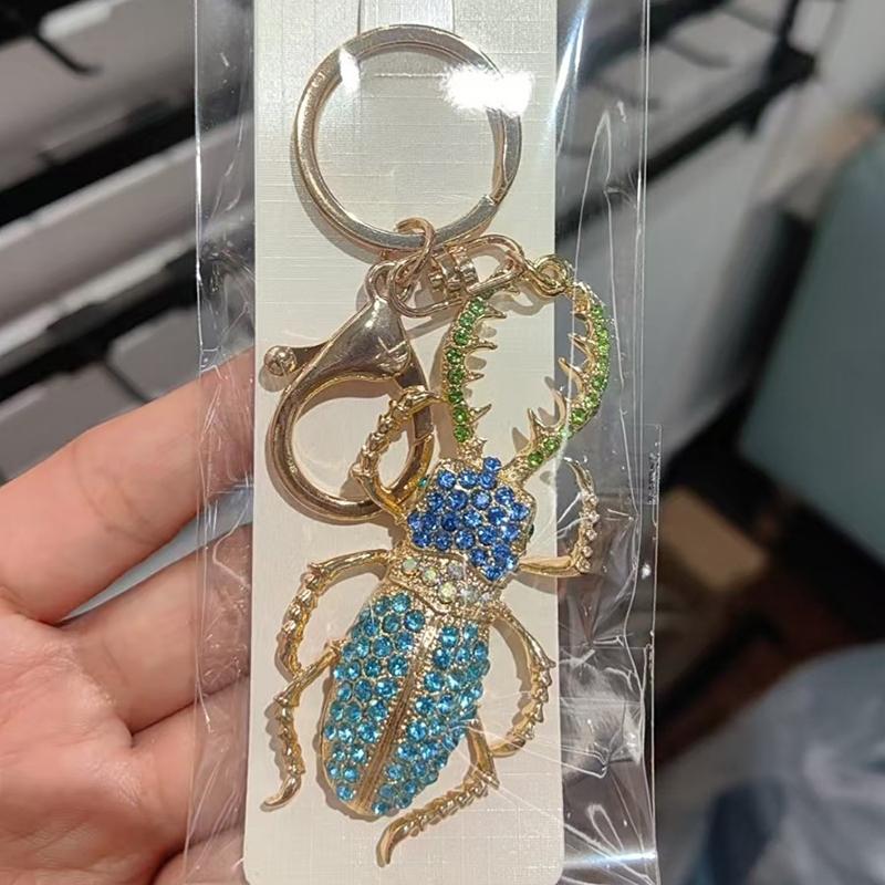 Chinese Style Lion Dance Rhinestone Metal Keychain Small Pendant Creative Backpack Keychain