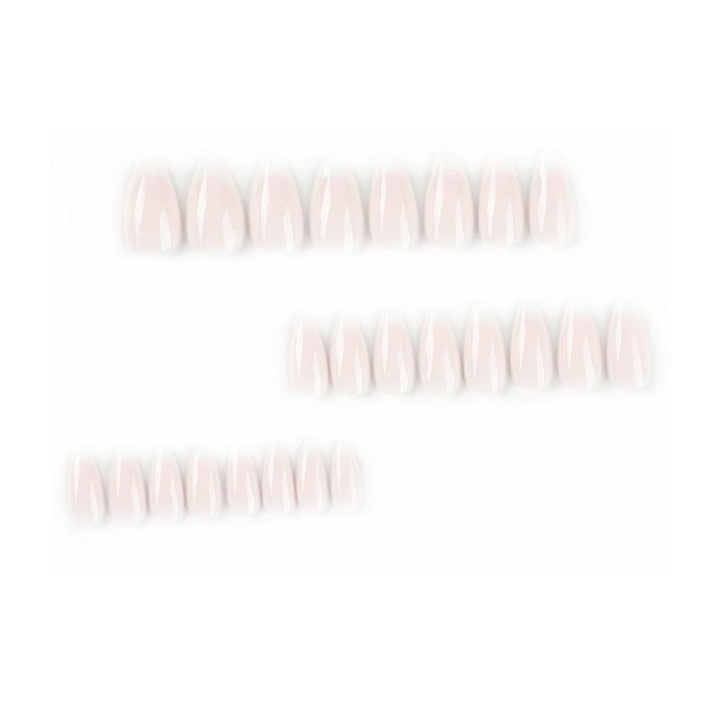 24Pcs/Set Quick Nails Simple White Border False Nials Sticker Wearable Waterproof Manicure Finished Nails